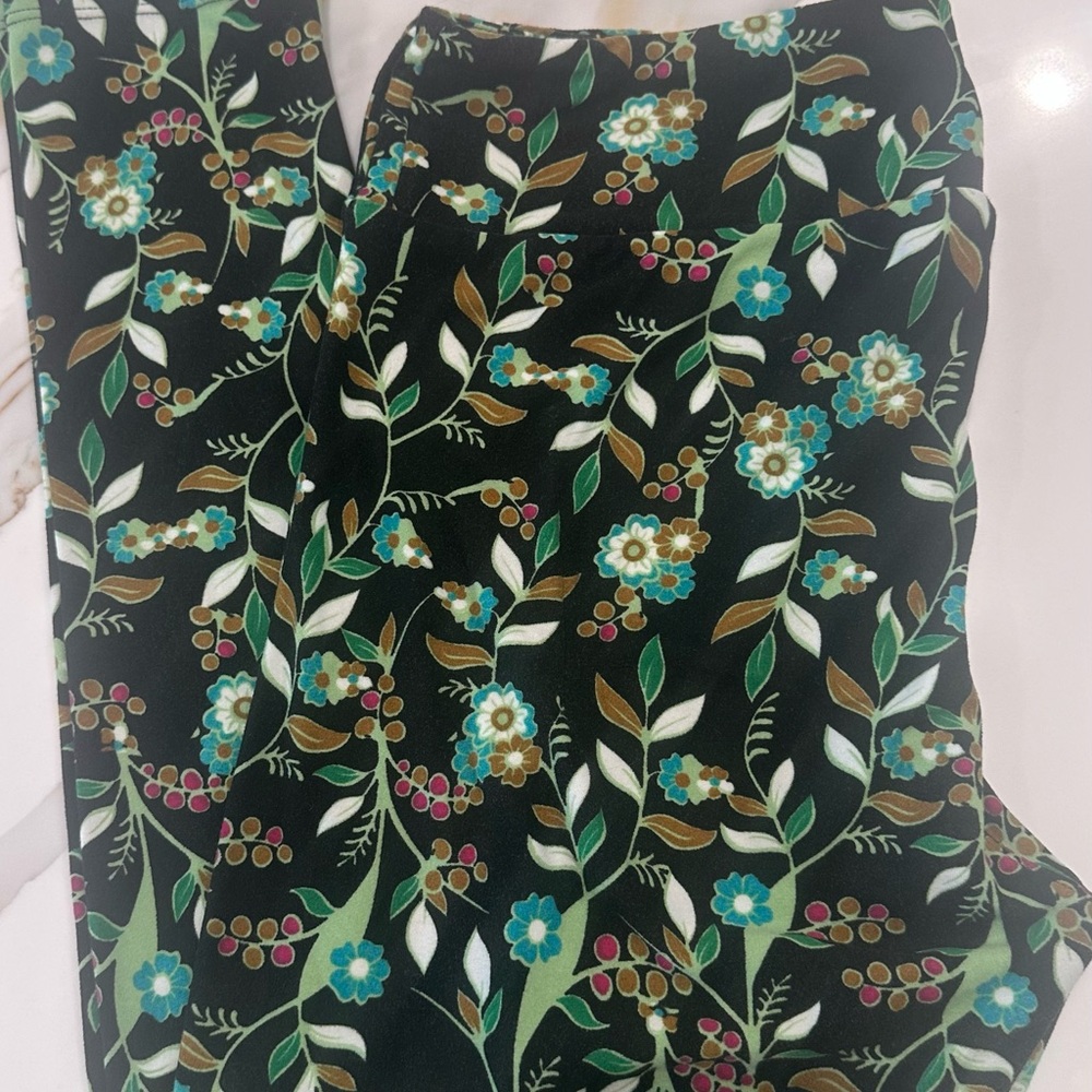 LuLaRoe Black Leggings with Floral Design